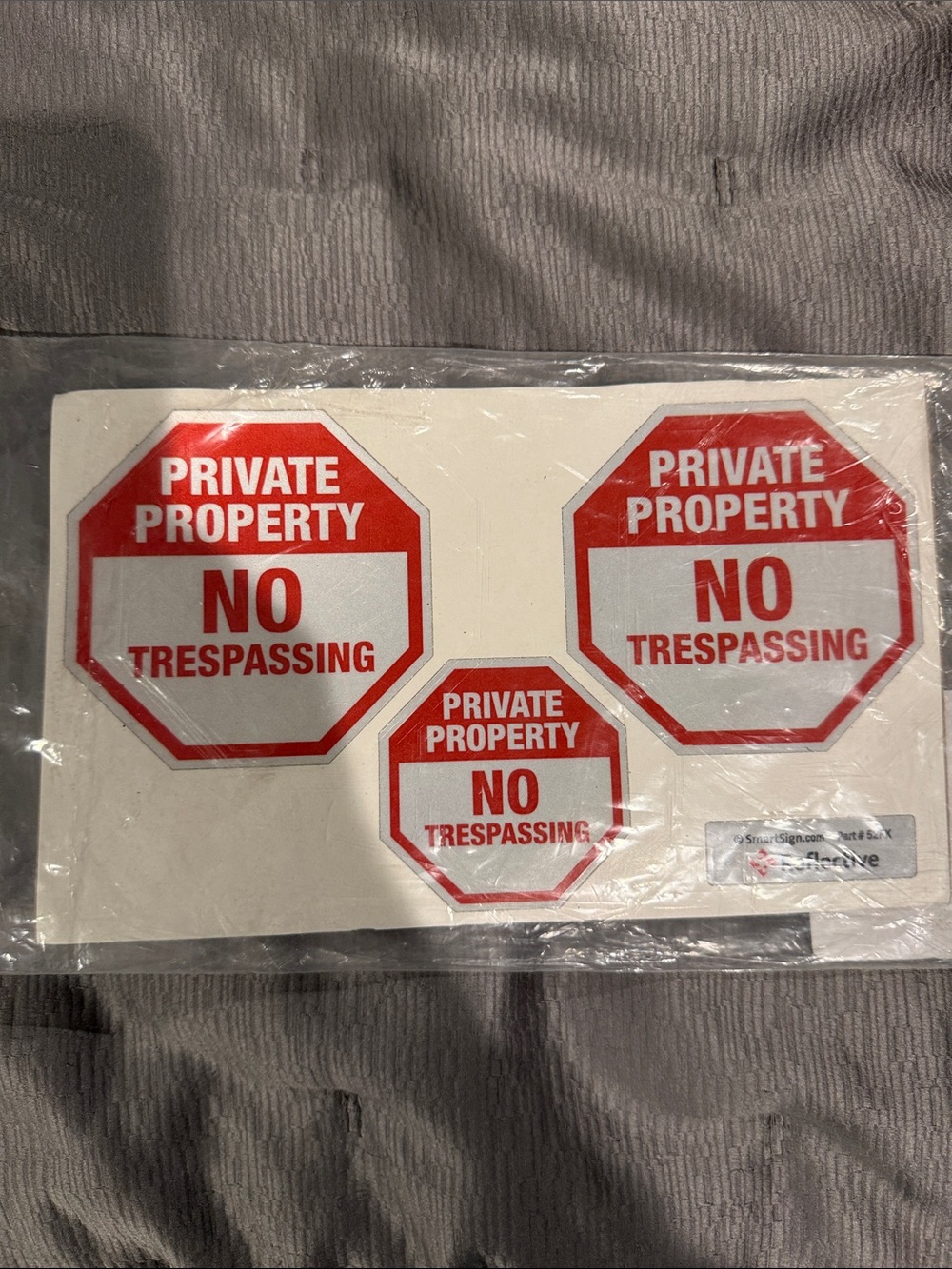 Private Property NO TRESPASSING Octagon Sticker Set - Red & White